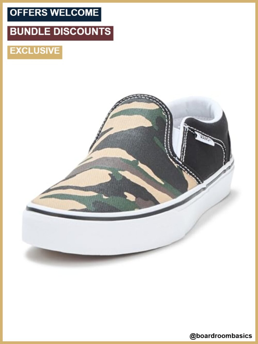 Vans Asher Slip-on Canvas Men's Fashion Sneakers with Padded Collars
